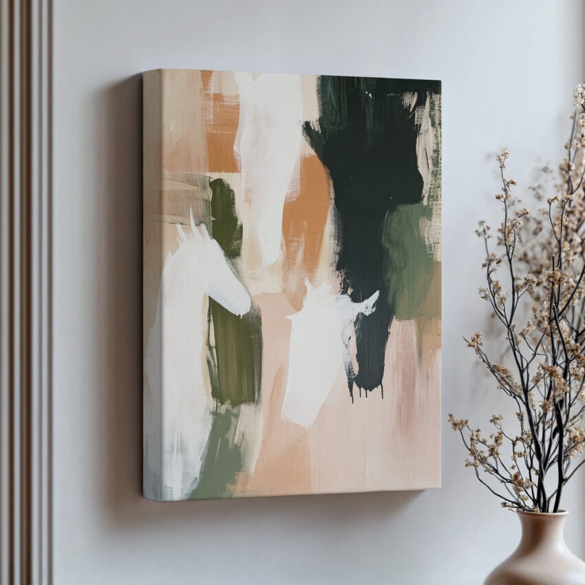 Painted Herd Beige Abstract Wall Art - Image 7