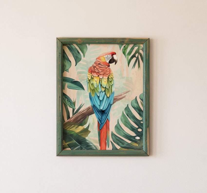 Parrot and Palm Leaves - Image 3