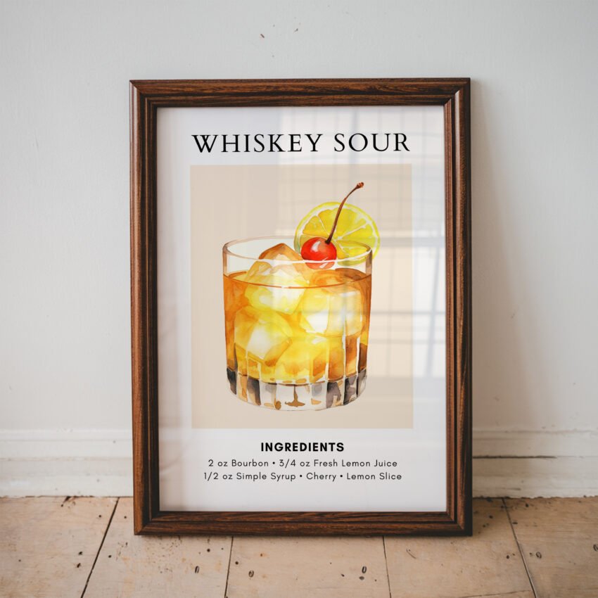 Whiskey Sour Cocktail Recipe Print