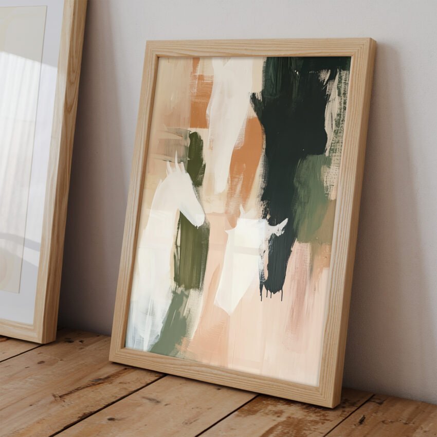 Painted Herd Beige Abstract Wall Art - Image 2
