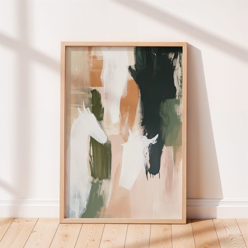 Painted Herd Beige Abstract Wall Art - Image 3