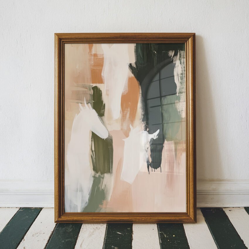 Painted Herd Beige Abstract Wall Art - Image 5