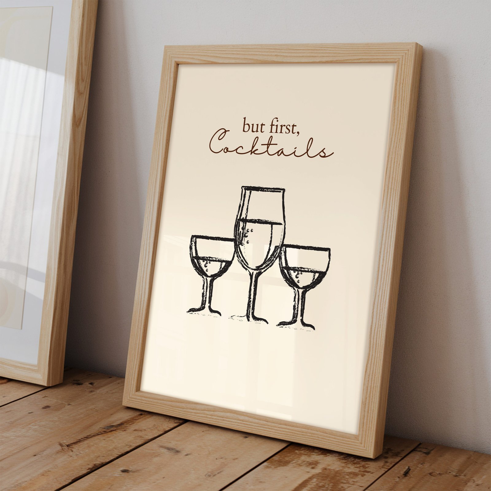 But First, Cocktails – Minimalist Bar Cart Print - Image 2