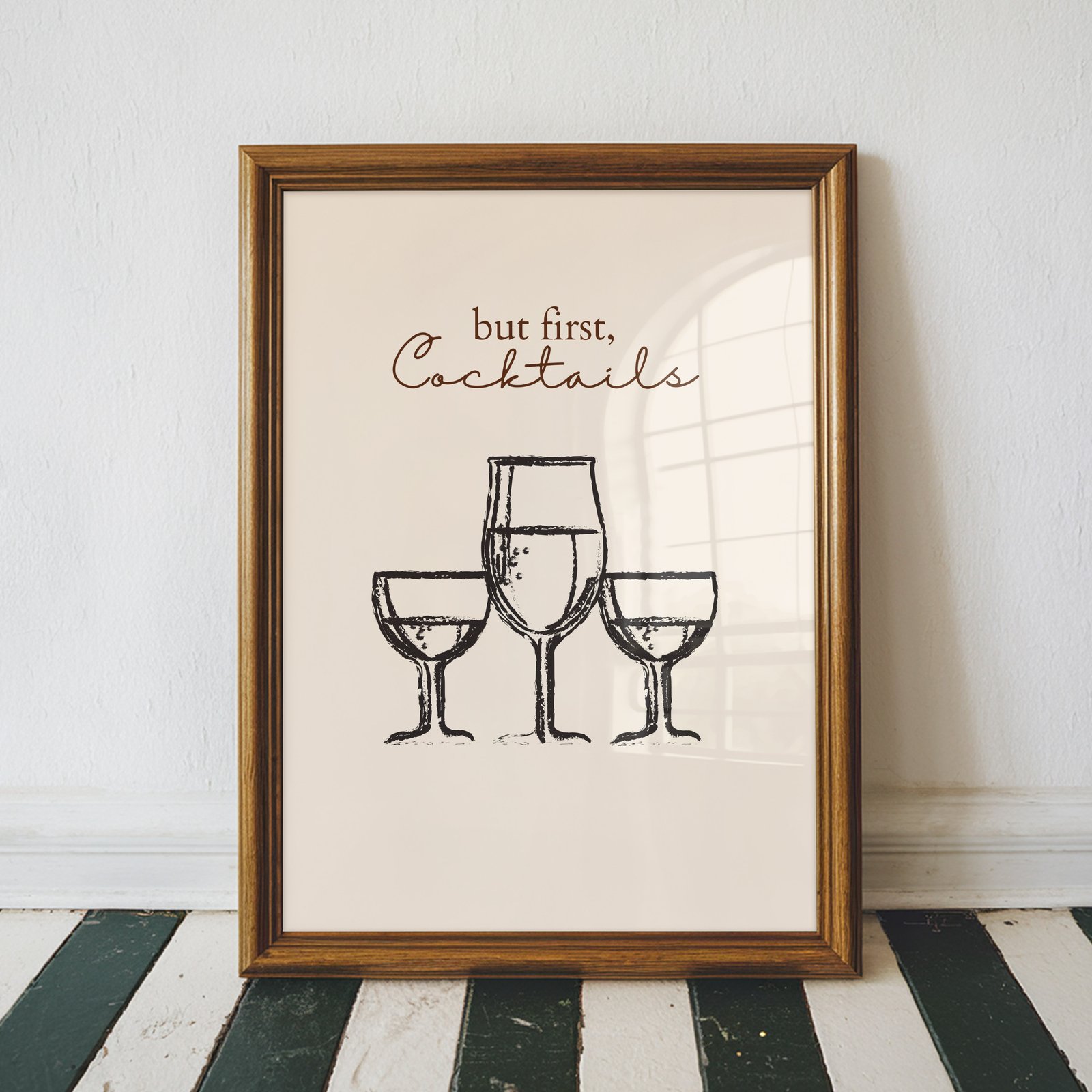 But First, Cocktails – Minimalist Bar Cart Print - Image 3
