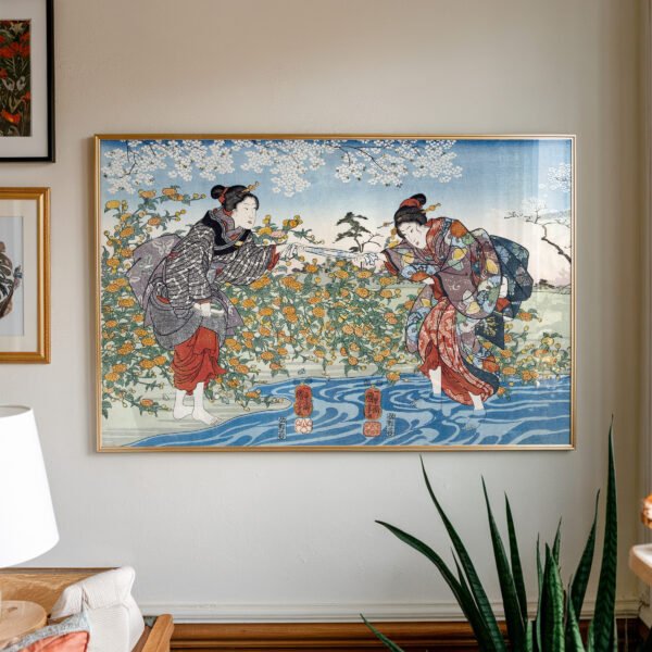 Japanese Girls by the Ide Tama River by Utagawa Kuniyoshi