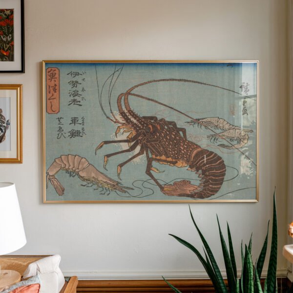 Lobster Prawn and Shrimps by Katsushika Hokusai
