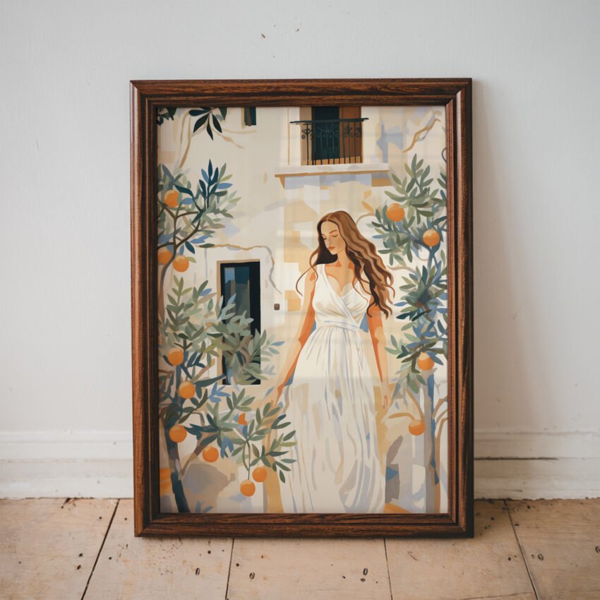 Mediterranean Muse – Woman in Orange Grove - Image 3