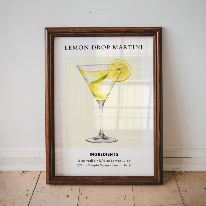 Lemon Drop Martini Cocktail Print - Image 6