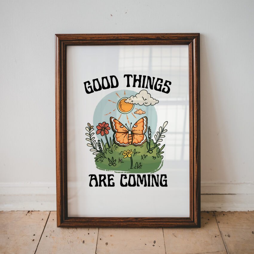Good Things Are Coming Retro Butterfly Print - Image 3