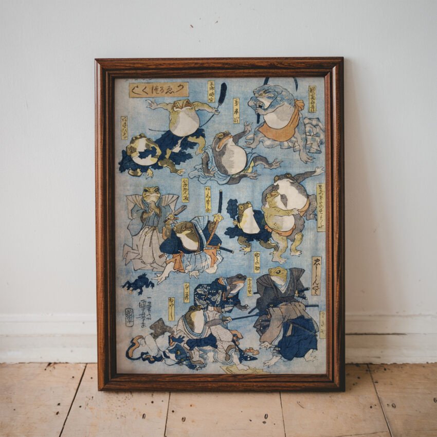 Famous Heroes of the Kabuki Stage Played by Frogs by Utagawa Kuniyoshi