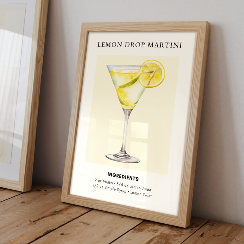 Lemon Drop Martini Cocktail Print - Image 2