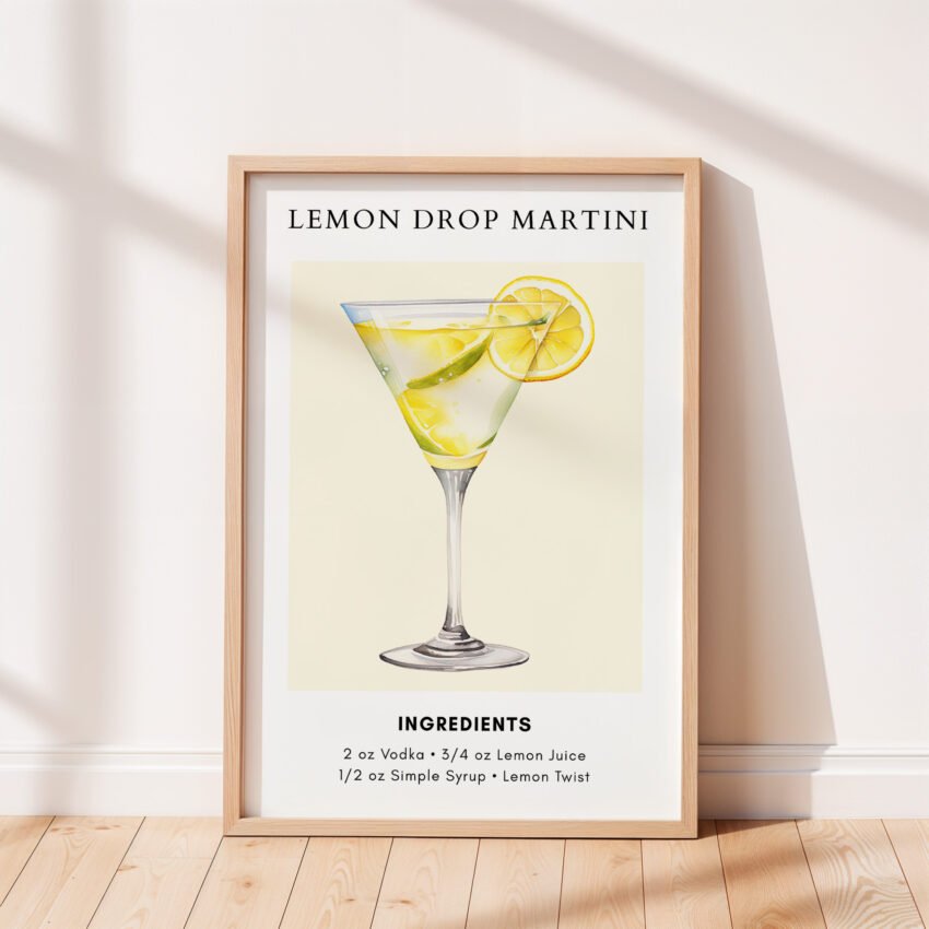 Lemon Drop Martini Cocktail Print - Image 5