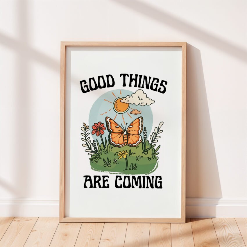 Good Things Are Coming Retro Butterfly Print - Image 5