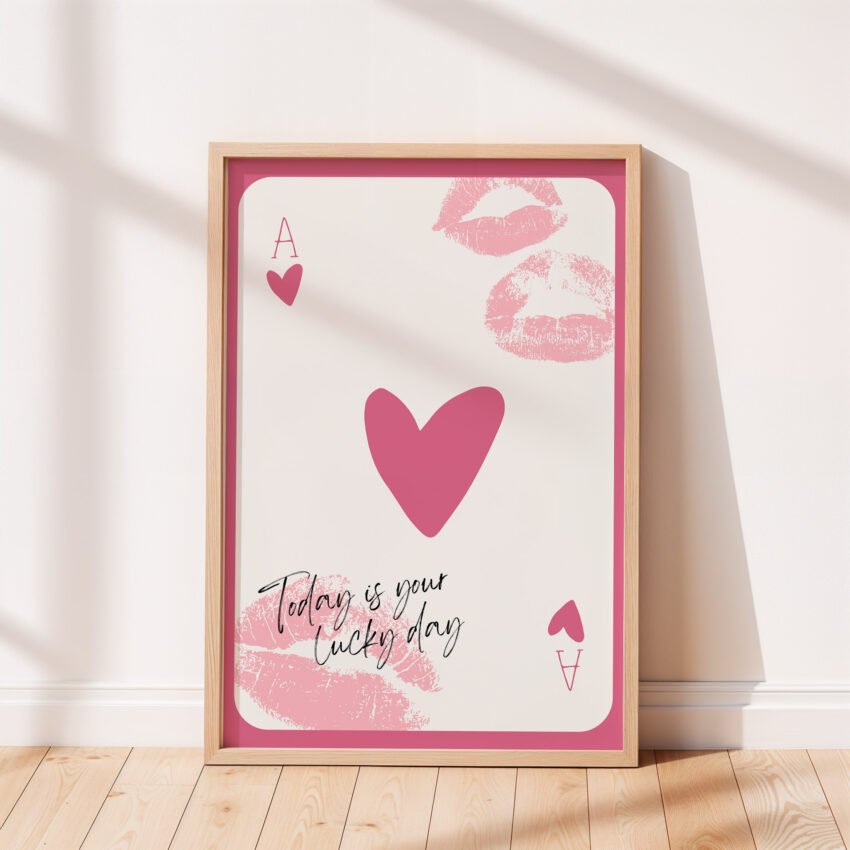Today Is Your Lucky Day – Pink Ace of Hearts Art Print - Image 5