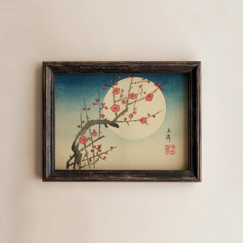 A Red Plum Branch against the Summer Moon by Utagawa Hiroshige - Image 4
