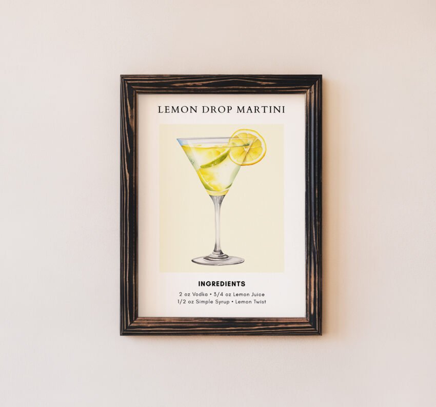 Lemon Drop Martini Cocktail Print - Image 4