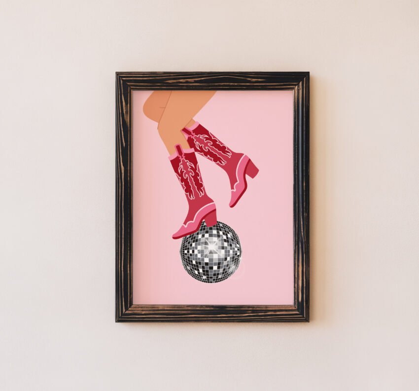 Pink Cowgirl Boots on Disco Ball - Image 5