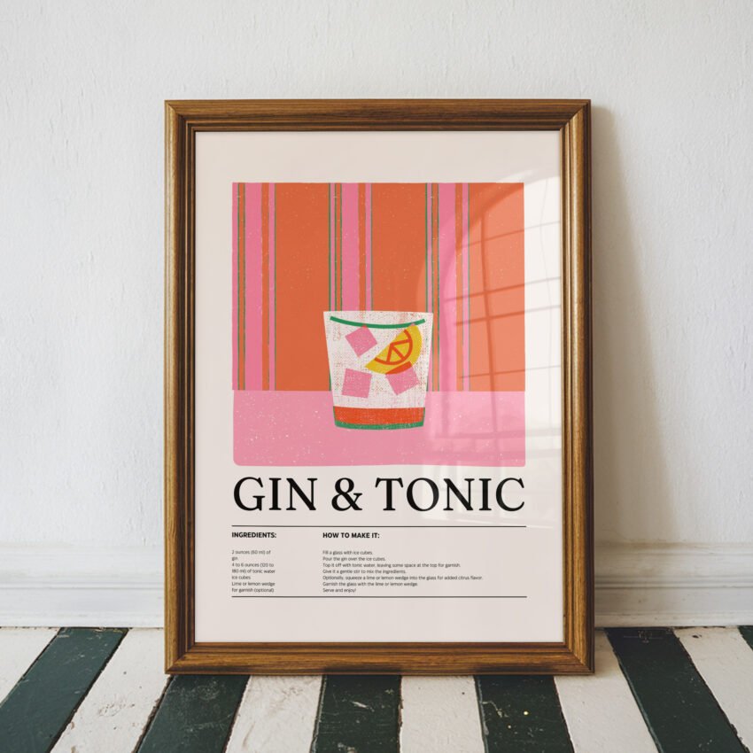 Colorful Cocktail Recipe Gallery Wall - Image 2
