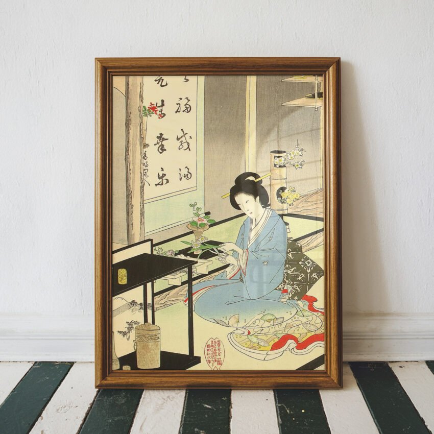Flower Arranging and Tea Ceremony by Toyohara Chikanobu - Image 4