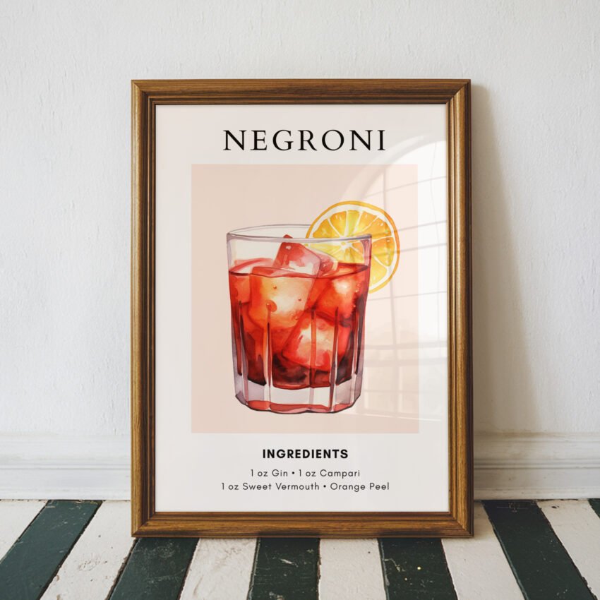 Negroni Cocktail Art Print - Image 3
