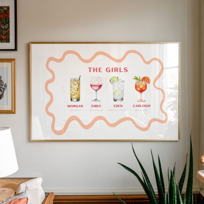 Custom Roommate Cocktail Print - Orange Border
