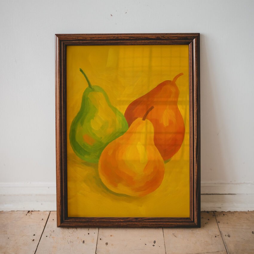 Golden Pears – Vibrant Still Life Fruit Wall Art Print - Image 3