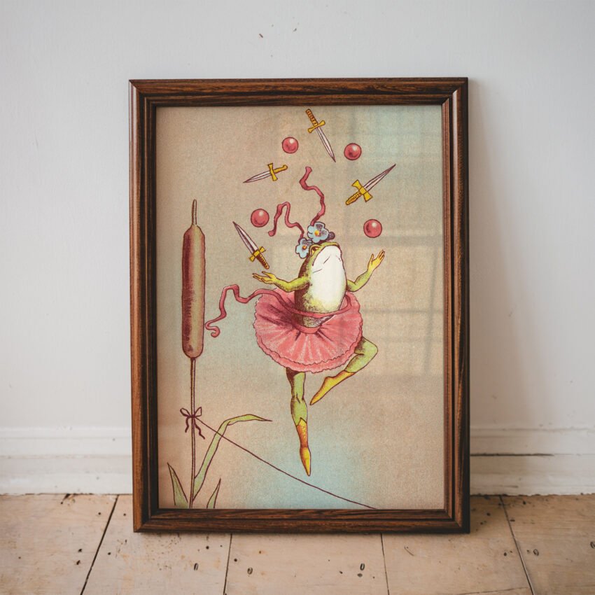 Vintage Frog Ballerina – Wheeler & Wilson Circus Illustration - Image 3