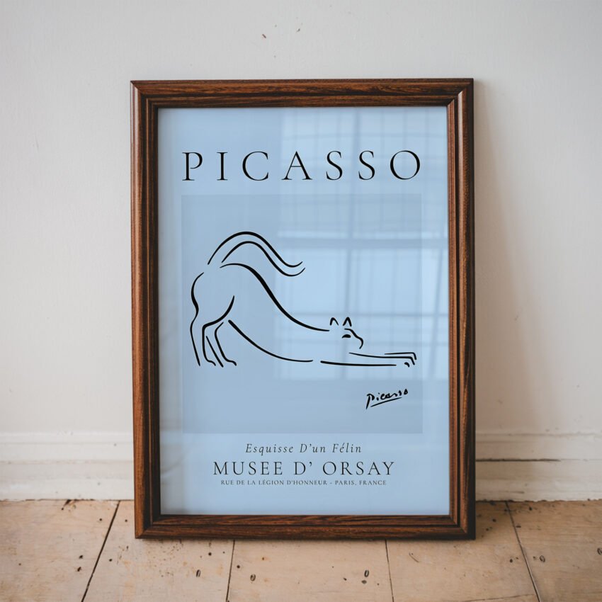 Picasso Cat Line Drawing Print - Image 3