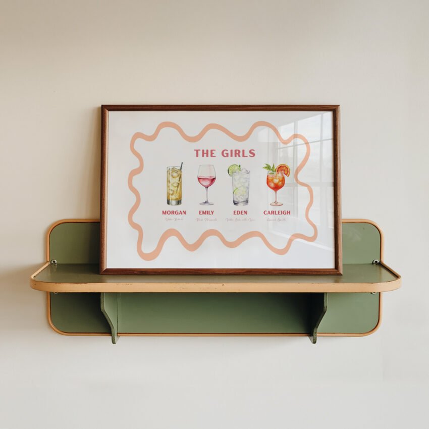Custom Roommate Cocktail Print - Orange Border - Image 3