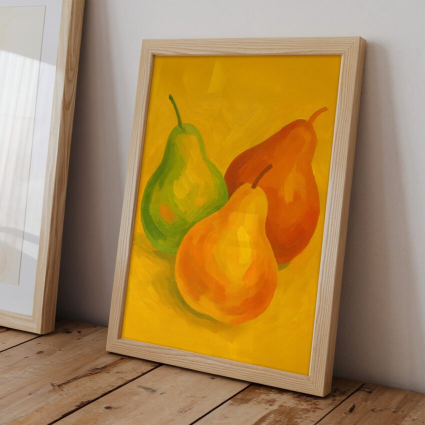 Golden Pears – Vibrant Still Life Fruit Wall Art Print - Image 2