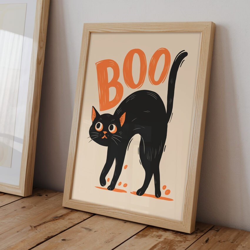BOO Black Cat Halloween Wall Art - Image 2