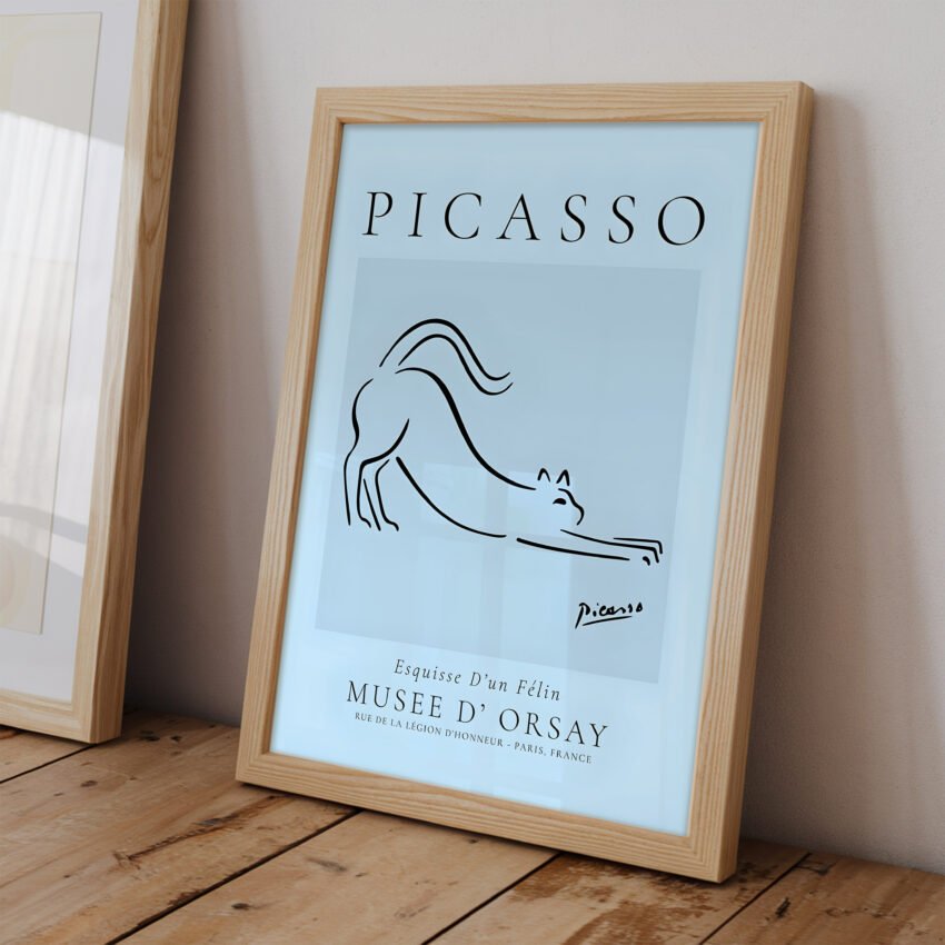 Picasso Cat Line Drawing Print - Image 2