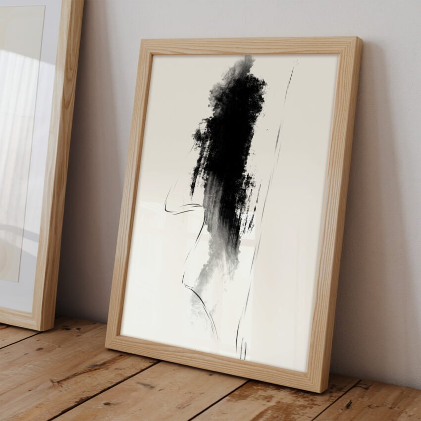 Shadows of Form - Black and White Abstract Wall Art - Image 2