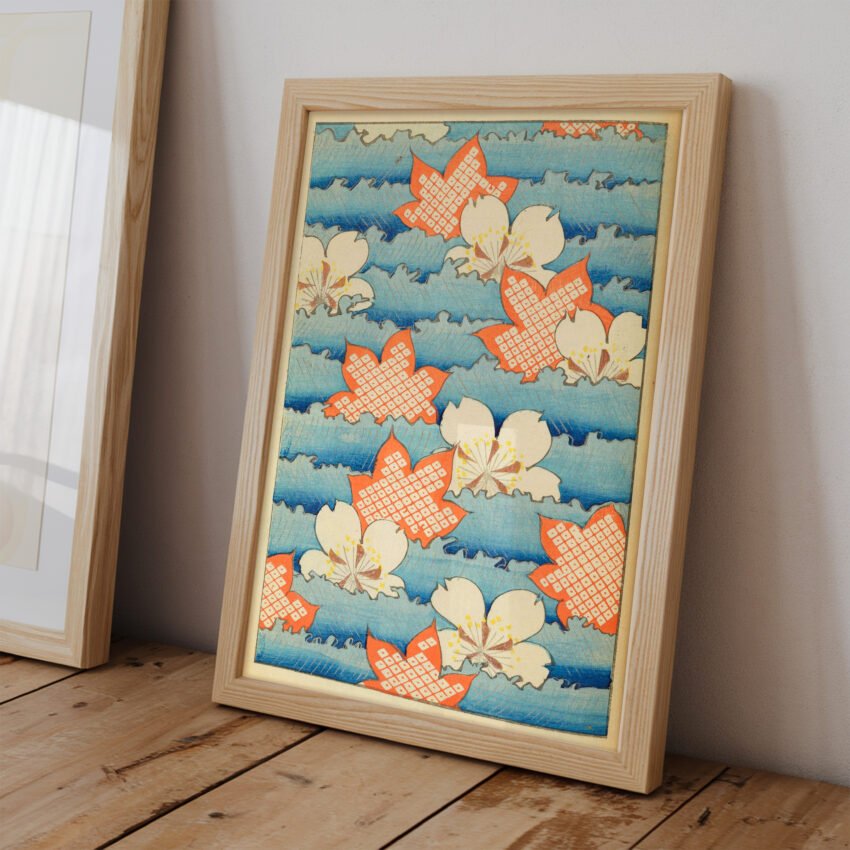 Cherry Blossoms on Water – Shin-Bijutsukai Japanese Art Print - Image 2