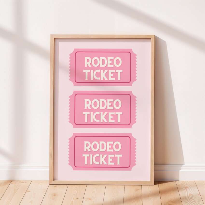 Pink Rodeo Ticket Wall Art