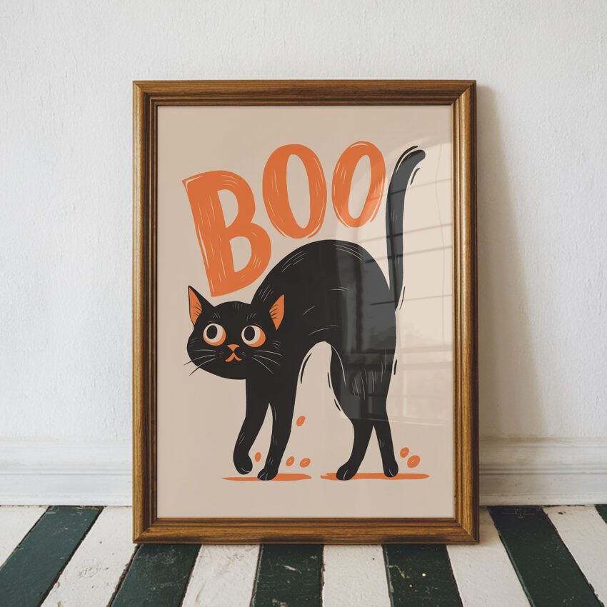 BOO Black Cat Halloween Wall Art - Image 3