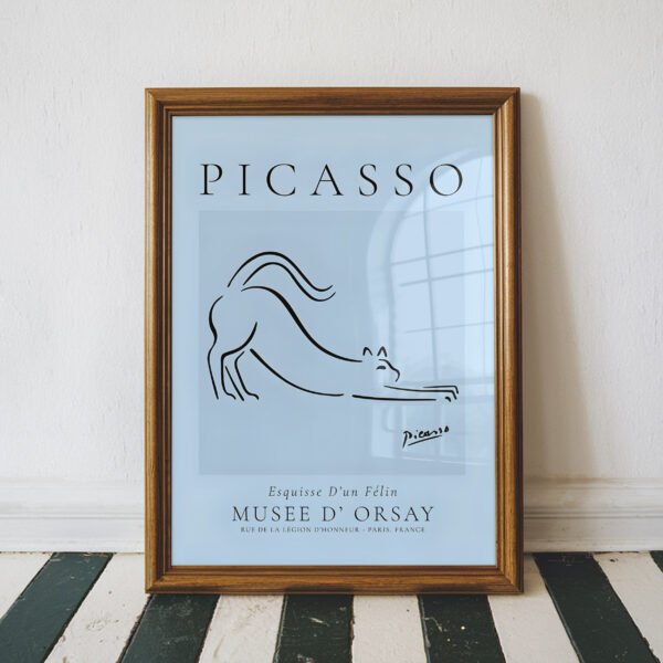 Picasso Cat Line Drawing Print