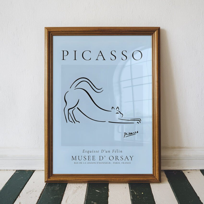 Picasso Cat Line Drawing Print