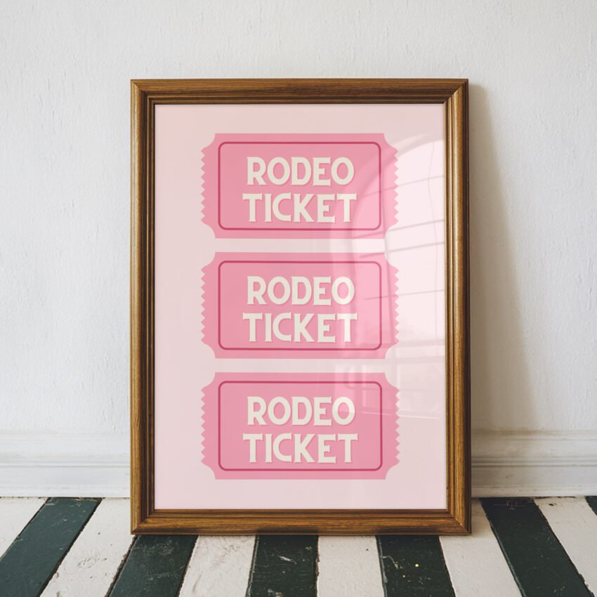 Pink Rodeo Ticket Wall Art