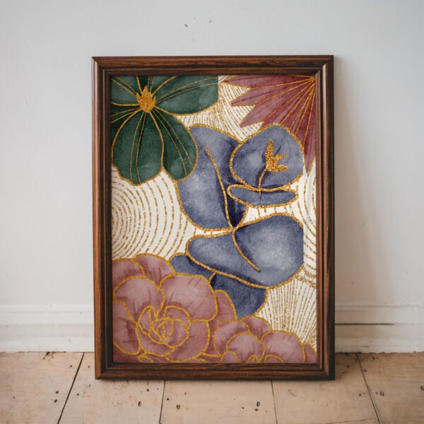 Golden Bloom Botanical Print