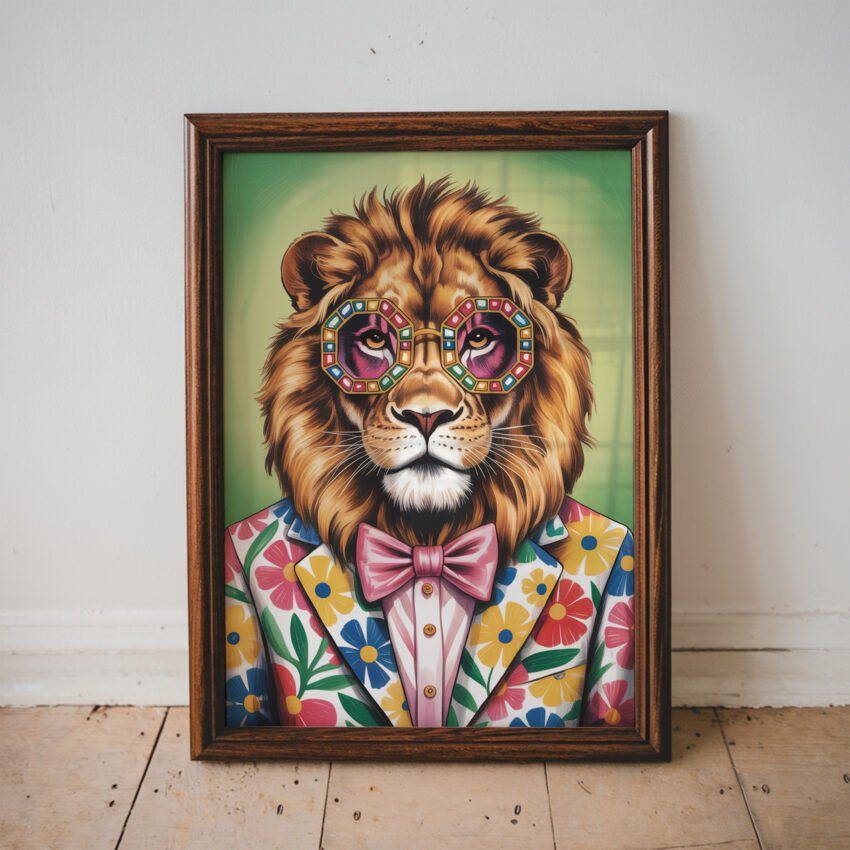 Dapper Lion in Floral Suit - Image 3