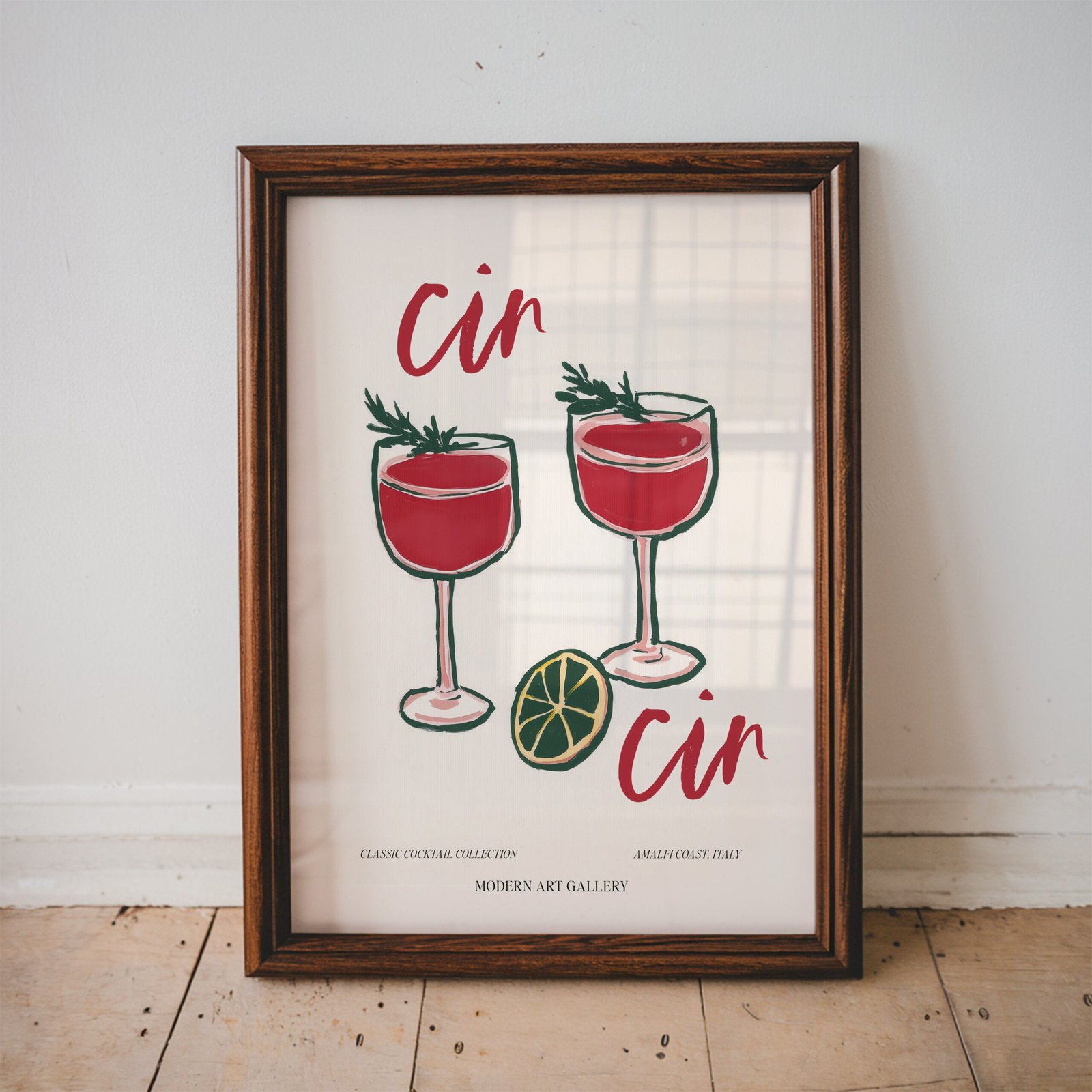 "Cin Cin" Cocktail Wall Art – Amalfi Coast Drink Illustration Print - Image 3