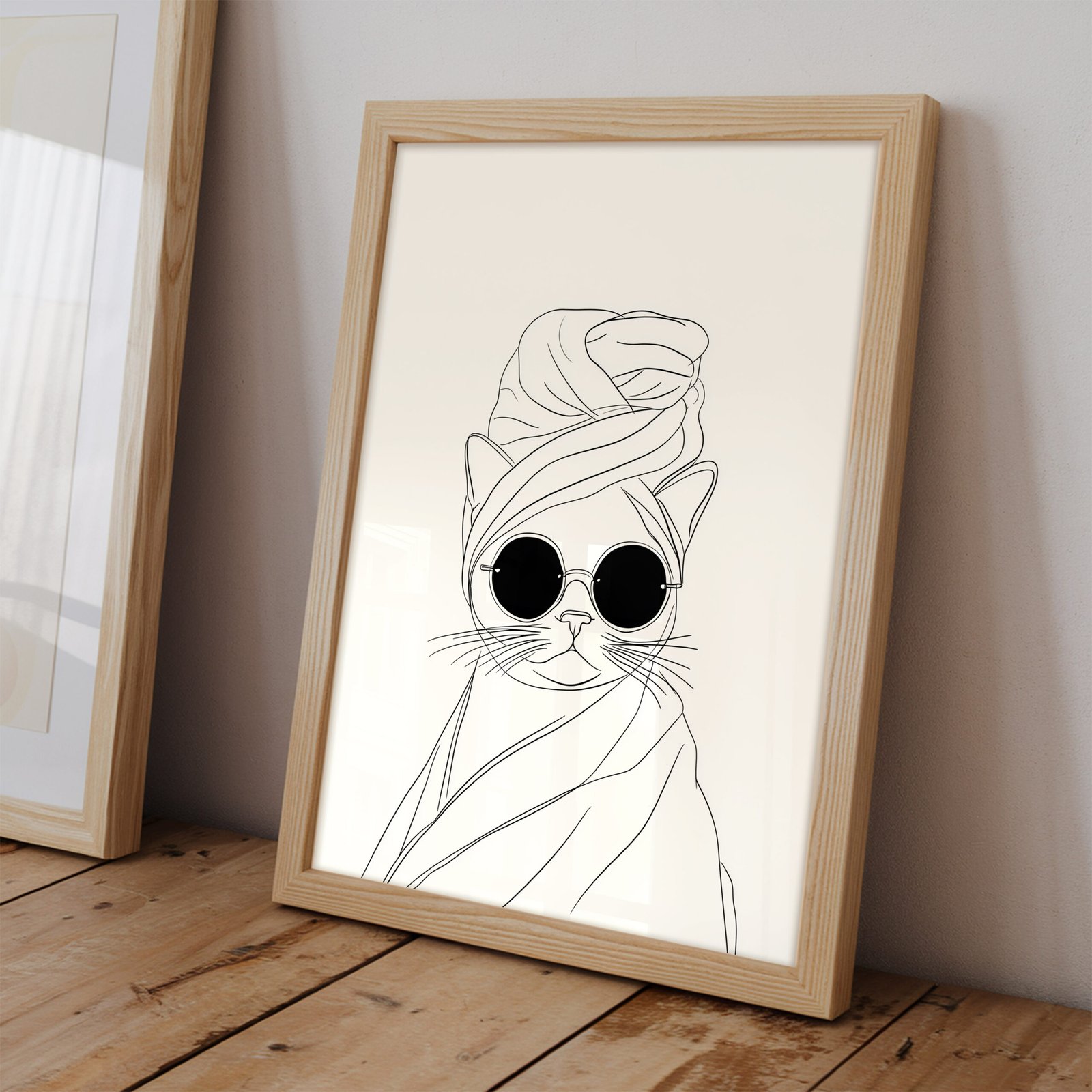 Chic Cat in Shades Line Art Print - Image 2