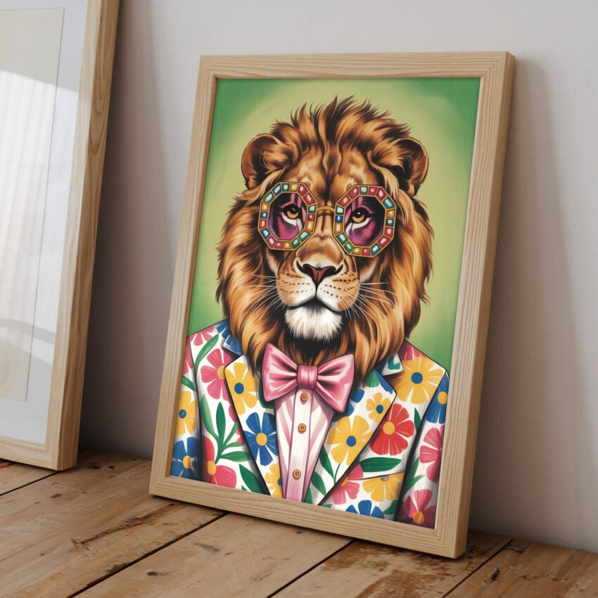 Dapper Lion in Floral Suit - Image 2