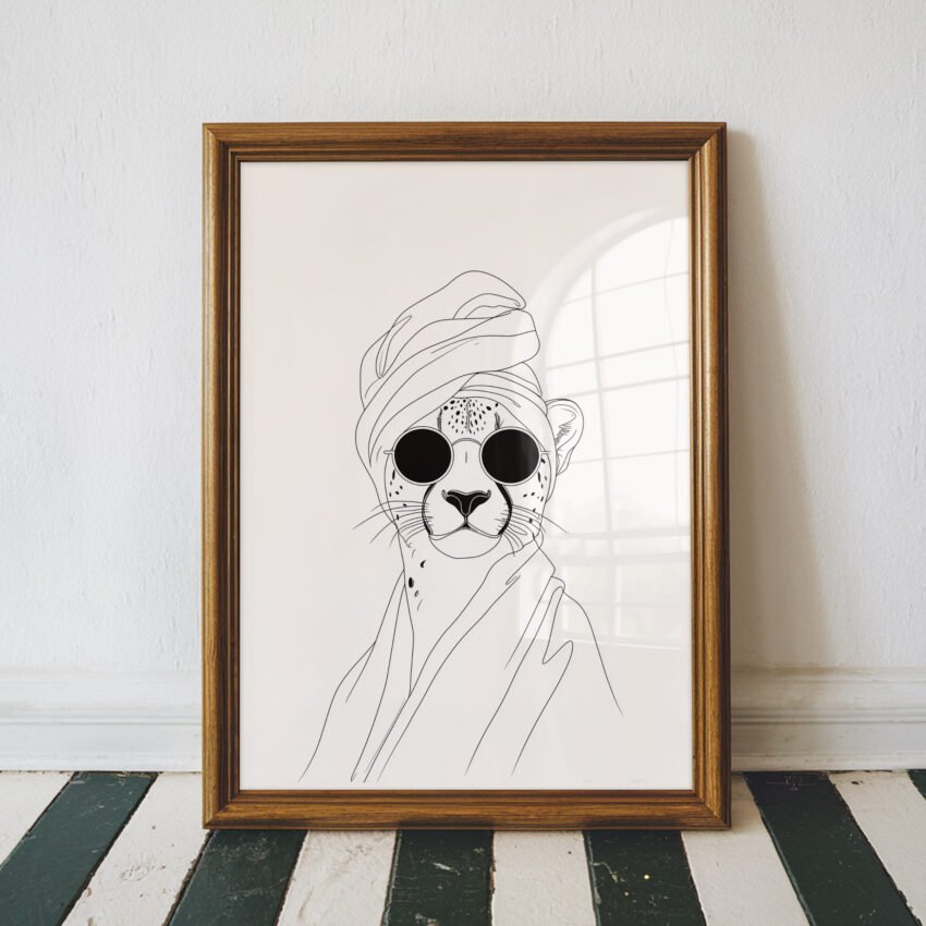 Chic Cheetah Line Art Print