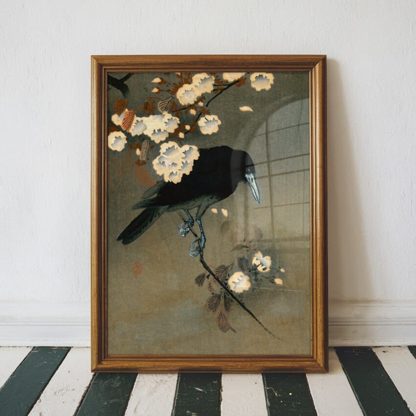 Crow and Blossom by Ohara Koson - Image 3
