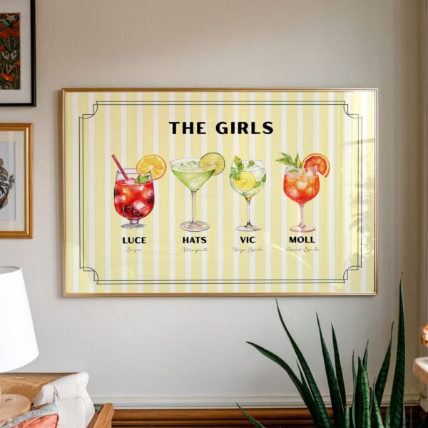 Custom Roommate Cocktail Print - Yellow Stripes