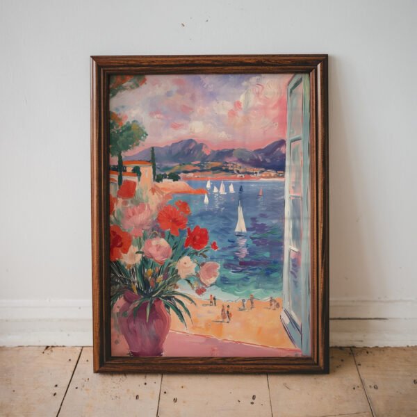 Mediterranean Coastal View with Flowers