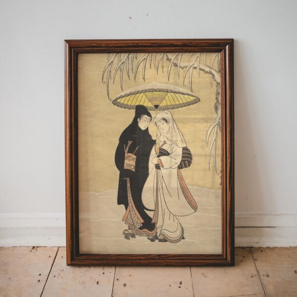 Lovers Walking in the Snow by Suzuki Harunobu