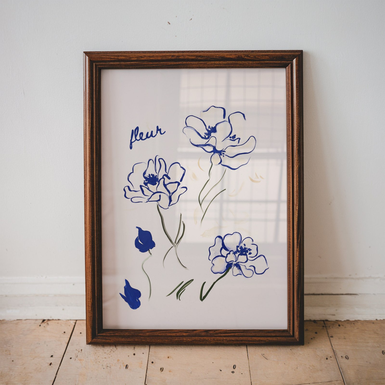 Blue Botanical Line Art Print - Image 3